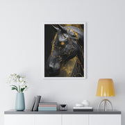 Elegant Horse Framed Art Print, Modern Wall Decor, Unique Home Accent, Gift for Horse Lovers, Art for Living Room, Black Gold Art