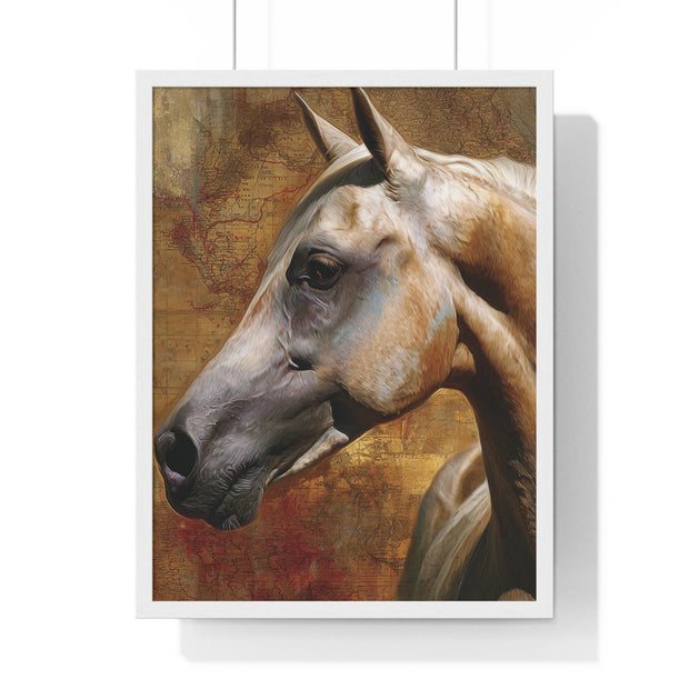 Majestic Horse Vertical Framed Poster | Equine Wall Art, Horse Lover Gift, Rustic Home Decor, Equestrian Art, Animal Print