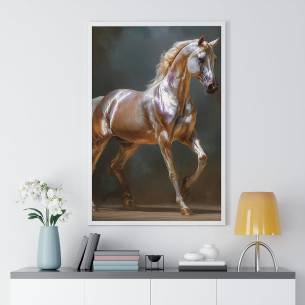 Elegant Horse Art Print, Vertical Framed Poster, Equine Wall Decor, Horse Lover Gift, Home Office Decoration, Animal Art
