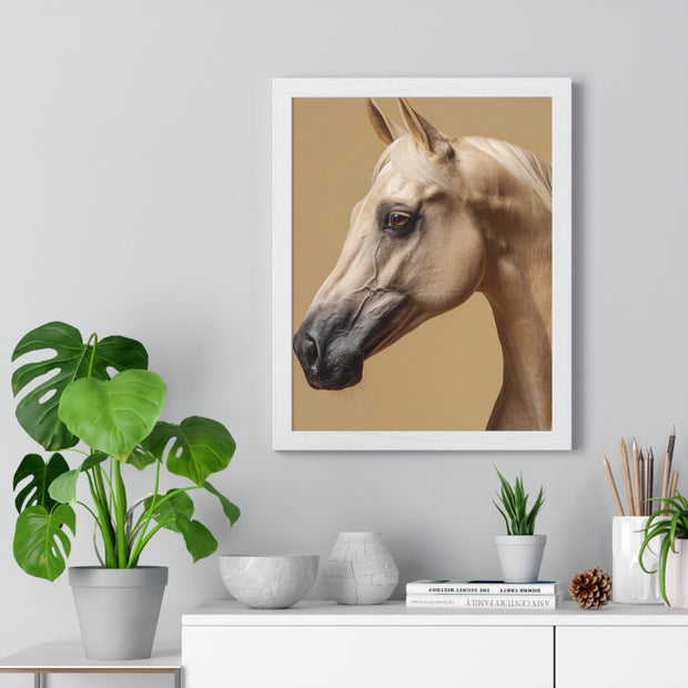 Elegant Horse Portrait Framed Poster, Wall Art for Horse Lovers, Home Decor, Equestrian Gift, Animal Themed Decor