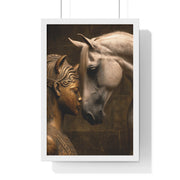 Horse and Statue Framed Art Print, Nostalgic Wall Decor for Horse Lovers, Unique Gift for Home, Equestrian Art, Equine Themed Wall Art