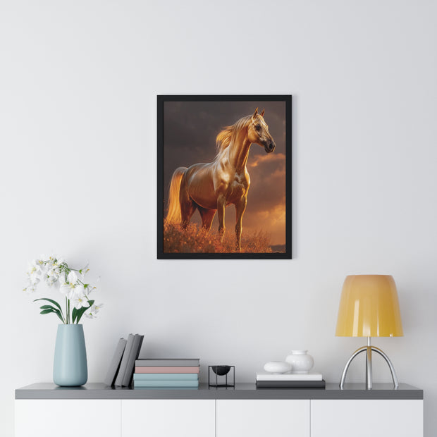 Majestic Horse Vertical Framed Poster | Equestrian Art | Home Decor | Art Print for Horse Lovers | Gift for Animal Enthusiasts