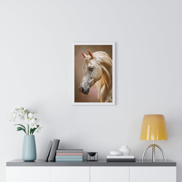 Elegant Horse Portrait Framed Poster, Equine Art Print, Horse Lover Decor, Animal Wall Art, Gift for Equestrian Enthusiasts