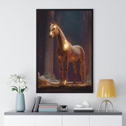Elegant Gold Horse Vertical Framed Poster, Home Decor, Fine Art Print, Wall Art, Modern Decor, Gift for Horse Lovers