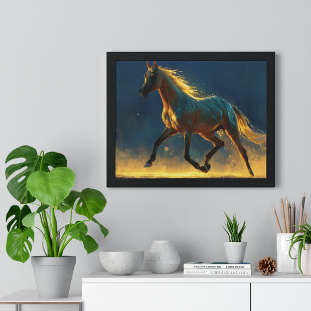 Majestic Horse Framed Poster, Equine Art Print, Wall Decor, Gift for Horse Lovers, Vibrant Home Accent, Horse Photography