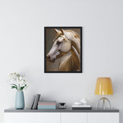 Elegant Horse Framed Art Print, White Horse Wall Decor, Equine Decor, Animal Lover Gift, Rustic Home Wall Art