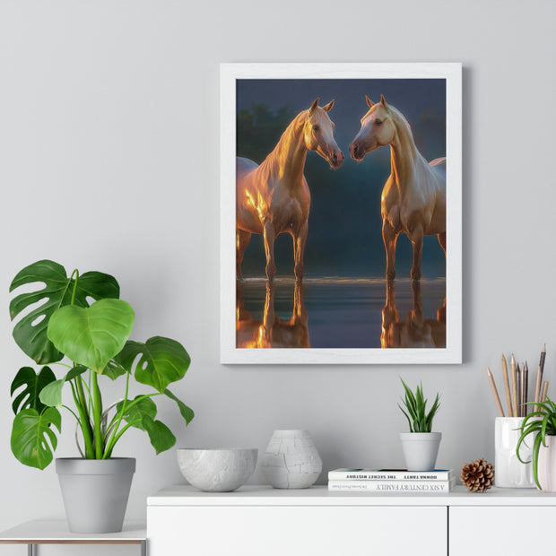 Elegant Horse Framed Poster, Horse Lover Art, Nature Wall Decor, Equine Photography, Gift for Home, Equestrian Decor