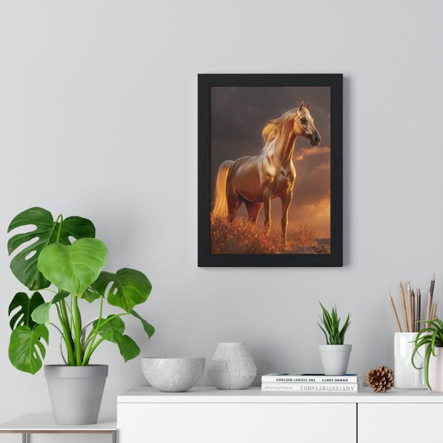 Majestic Horse Vertical Framed Poster | Equestrian Art | Home Decor | Art Print for Horse Lovers | Gift for Animal Enthusiasts