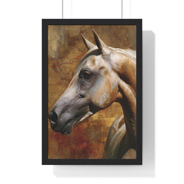 Majestic Horse Vertical Framed Poster | Equine Wall Art, Horse Lover Gift, Rustic Home Decor, Equestrian Art, Animal Print