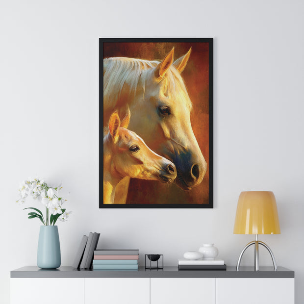 Elegant Horse Art Print, Framed Horse Poster, Equine Wall Decor, Animal Lover Gift, Cozy Home Decoration
