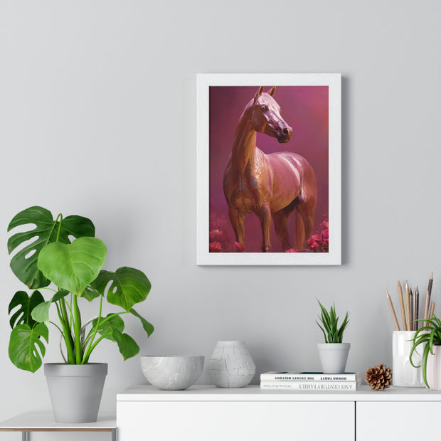 Elegant Horse Art Framed Poster, Equine Decor, Horse Lover Gift, Wall Art for Home, Unique Gift for Her, Animal Artwork