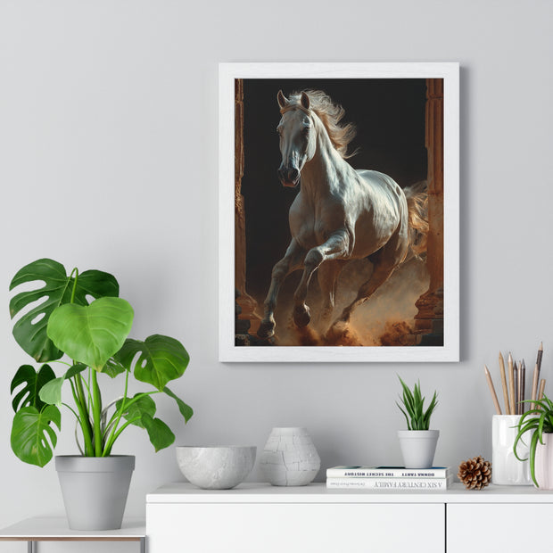 Majestic Horse Framed Poster Art, Equestrian Wall Decor, Farmhouse Style Home Decor, Gift for Horse Lovers, Equine Themed Artwork
