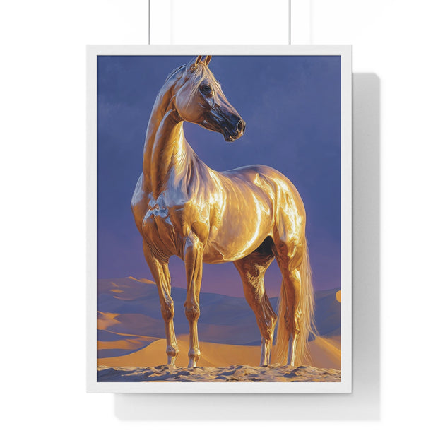 Golden Horse Framed Art Print, Equine Wall Decor, Animal Lover Gift, Nature Artwork, Equestrian Home Decor