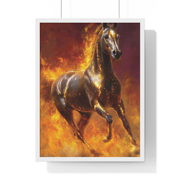 Majestic Fire Horse Vertical Framed Poster, Horse Wall Art, Equestrian Decor, Gift for Animal Lovers, Unique Home Decor