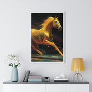 Golden Horse Art Vertical Framed Poster, Equestrian Home Decor, Gallery Wall Artwork, Horse Lover Gift, Vibrant Animal Print