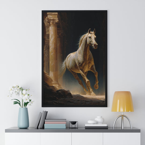 Elegant Horse Wall Art, Vertical Framed Poster, Equine Home Decor, Animal Art Print, Rustic Living Room Decoration