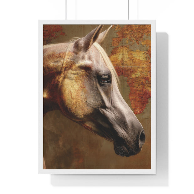 Elegant Horse Framed Poster, Horse Lover Art, Home Decor, Gift for Equestrians, Inspirational Wall Art, Rustic Farmhouse Style