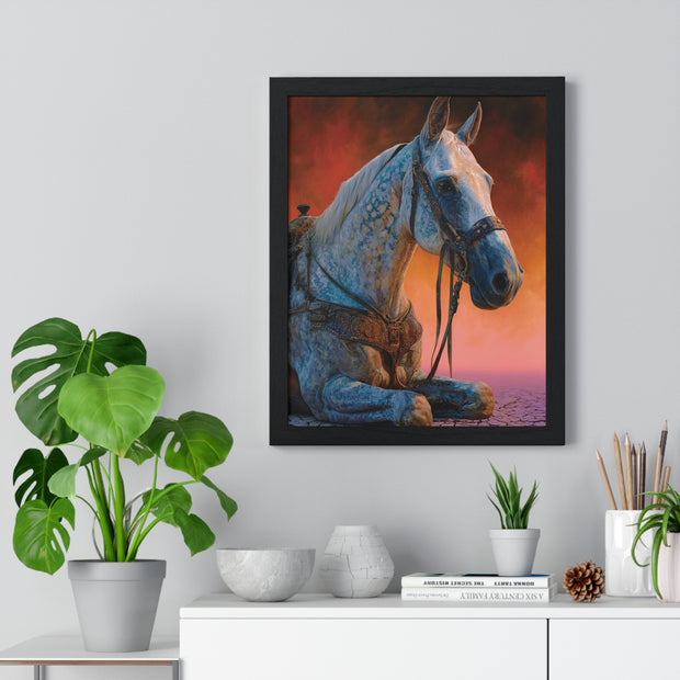 Elegant Horse Vertical Framed Poster - Art Print for Horse Lovers, Home Decor, Gift, Animal Wall Art, Nature Enthusiasts