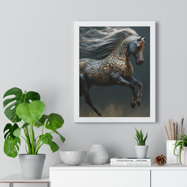 Elegant Horse Art Print, Vertical Framed Poster, Equine Decor, Home Wall Art, Gift for Horse Lovers, Contemporary Art