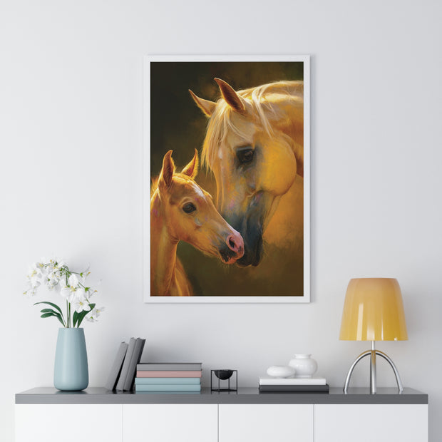 Heartfelt Horse Family Art, Vertical Framed Poster, Equine Decor, Horse Lover Gift, Animal Wall Art, Nursery Art, Equestrian Home