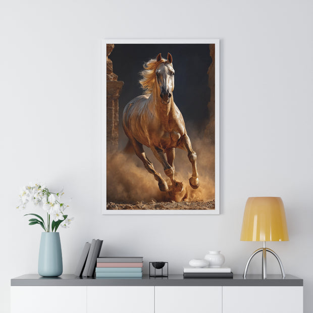 Stunning Horse Vertical Framed Poster, Home Décor, Equestrian Art, Gift for Horse Lovers, Inspirational Wall Art, Rustic Interior