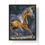 Golden Horse Framed Poster, Equestrian Art, Animal Lover Gift, Home Decor, Wall Art, Gift for Horse Enthusiasts