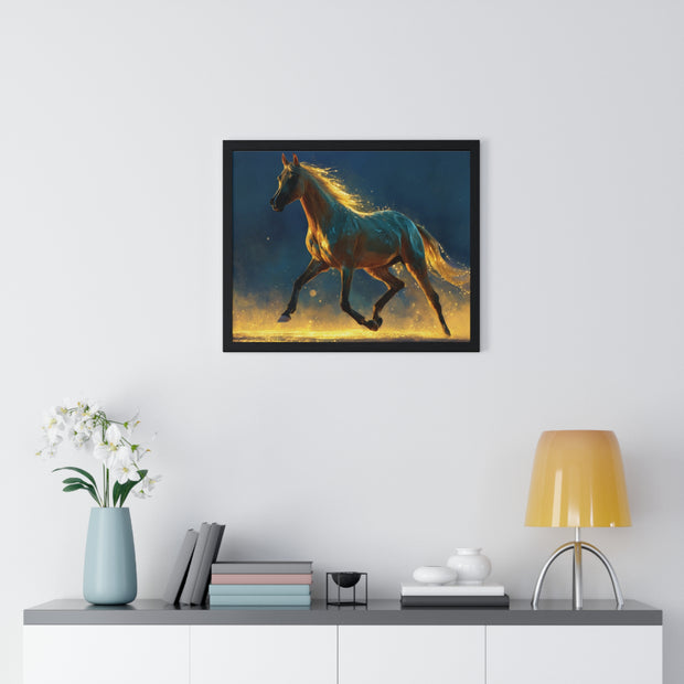 Majestic Horse Framed Poster, Equine Art Print, Wall Decor, Gift for Horse Lovers, Vibrant Home Accent, Horse Photography