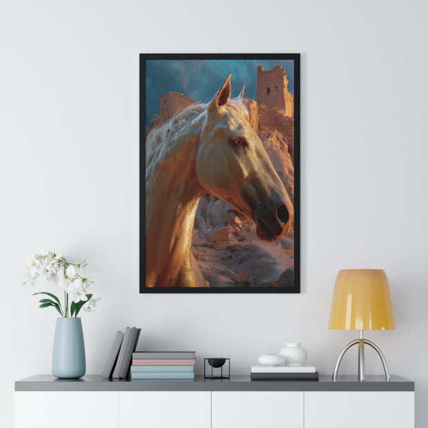Majestic Horse Vertical Framed Poster | Elegant Horse Wall Art, Home Decor, Equine Lover Gift, Nature-Inspired Decoration, Animal Art Print