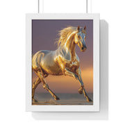Golden Horse Framed Art Print, Equine Wall Decor, Horse Lover Gift, Equestrian Decor, Animal Home Art, Rustic Farmhouse Wall Art