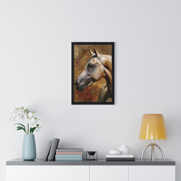 Majestic Horse Vertical Framed Poster | Equine Wall Art, Horse Lover Gift, Rustic Home Decor, Equestrian Art, Animal Print
