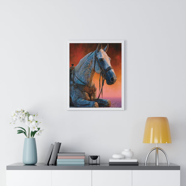 Elegant Horse Vertical Framed Poster - Art Print for Horse Lovers, Home Decor, Gift, Animal Wall Art, Nature Enthusiasts