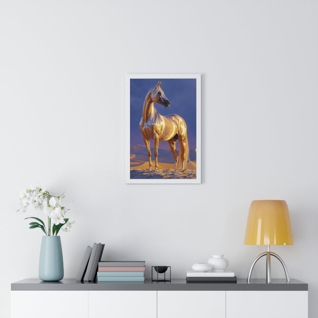 Golden Horse Framed Art Print, Equine Wall Decor, Animal Lover Gift, Nature Artwork, Equestrian Home Decor