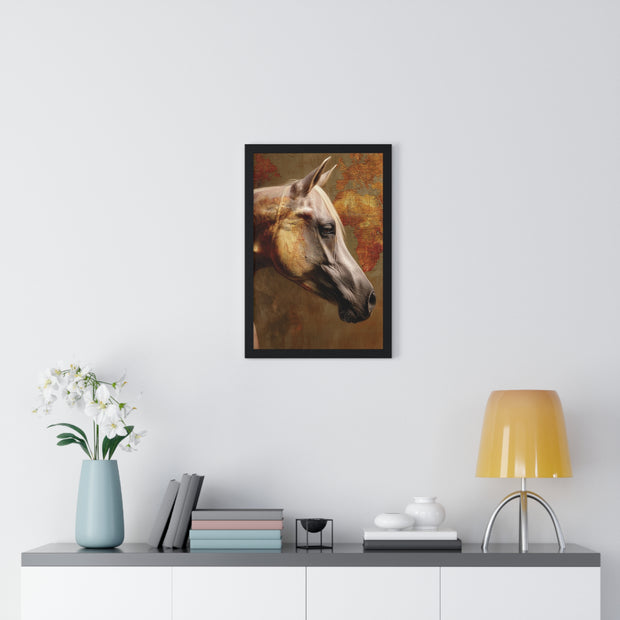 Elegant Horse Framed Poster, Horse Lover Art, Home Decor, Gift for Equestrians, Inspirational Wall Art, Rustic Farmhouse Style