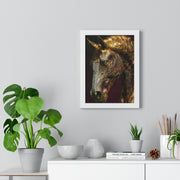 Elegant Horse Framed Art Print | Gold Abstract Horse Wall Decor, Horse Lover Gift, Rustic Home Decor, Equine Print