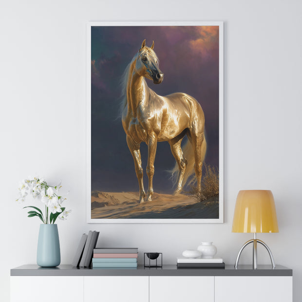 Elegant Horse Vertical Framed Poster, Equine Art, Horse Lover Gift, Home Decor, Equestrian Wall Art, Nature Inspired Décor