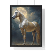 Majestic Horse Vertical Framed Poster | Equestrian Art Decor | Perfect Gift for Horse Lovers | Moonlit Wall Art | Home Office Decoration