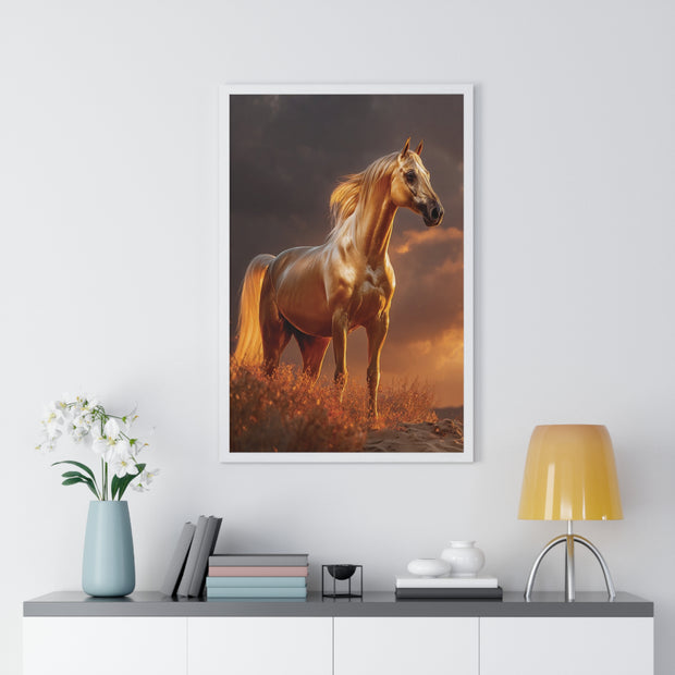 Majestic Horse Vertical Framed Poster | Equestrian Art | Home Decor | Art Print for Horse Lovers | Gift for Animal Enthusiasts