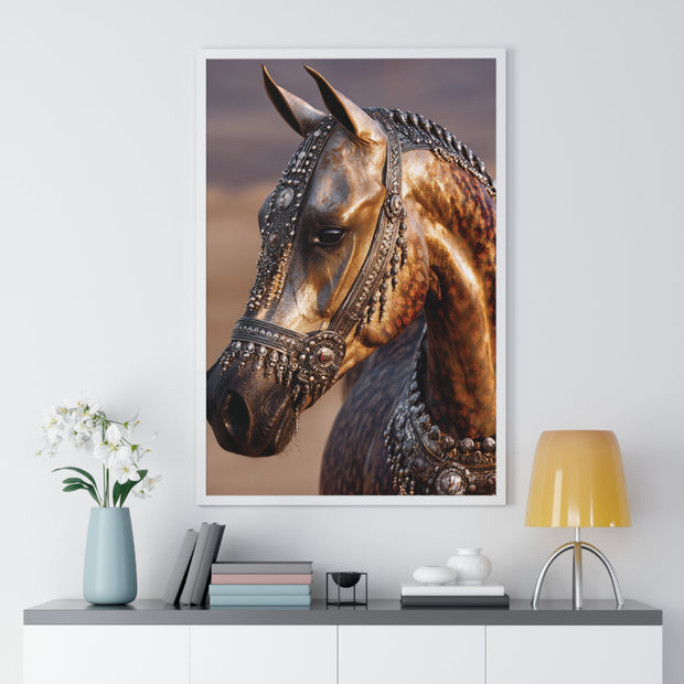 Horse Portrait Wall Art, Elegant Horse Framed Print, Equestrian Home Decor, Animal Lover Gift, Rustic Farmhouse Decor