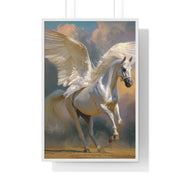 Majestic Pegasus Vertical Framed Poster | Wall Art, Home Decor, Equine Art, Gift for Horse Lovers, Fantasy Art