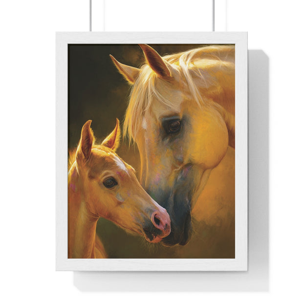 Heartfelt Horse Family Art, Vertical Framed Poster, Equine Decor, Horse Lover Gift, Animal Wall Art, Nursery Art, Equestrian Home