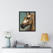 Golden Horse Framed Art Print, Elegant Home Decor, Gift for Animal Lovers, Equine Art, Wall Decoration