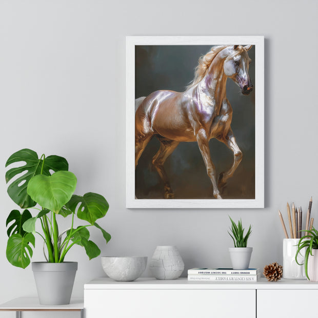 Elegant Horse Art Print, Vertical Framed Poster, Equine Wall Decor, Horse Lover Gift, Home Office Decoration, Animal Art