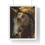 Elegant Horse Framed Art Print | Gold Abstract Horse Wall Decor, Horse Lover Gift, Rustic Home Decor, Equine Print