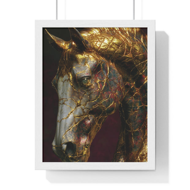 Elegant Horse Framed Art Print | Gold Abstract Horse Wall Decor, Horse Lover Gift, Rustic Home Decor, Equine Print