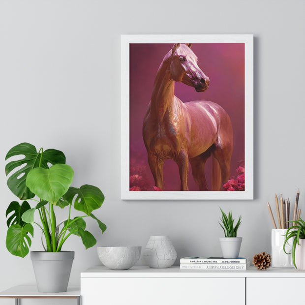 Elegant Horse Art Framed Poster, Equine Decor, Horse Lover Gift, Wall Art for Home, Unique Gift for Her, Animal Artwork