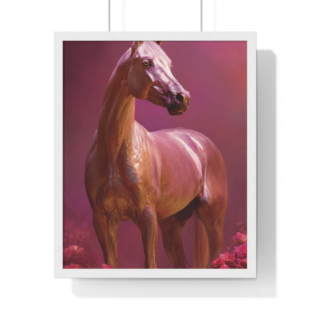 Elegant Horse Art Framed Poster, Equine Decor, Horse Lover Gift, Wall Art for Home, Unique Gift for Her, Animal Artwork
