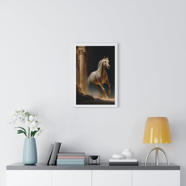 Elegant Horse Wall Art, Vertical Framed Poster, Equine Home Decor, Animal Art Print, Rustic Living Room Decoration