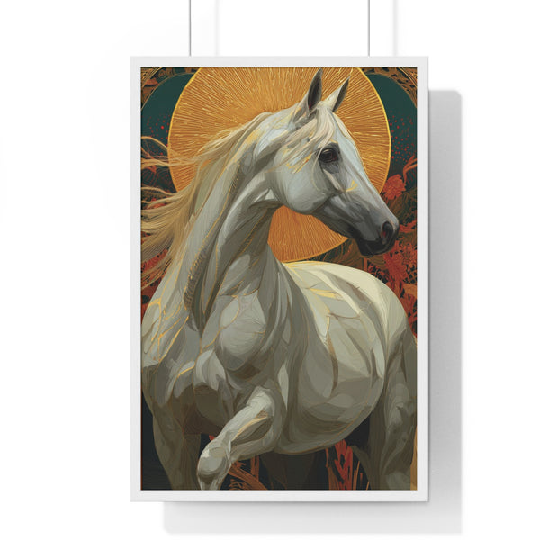 Majestic Horse Vertical Framed Poster, Equine Art, Animal Lover Decor, Gift for Horse Lovers, Home Wall Art, Rustic Farmhouse Style