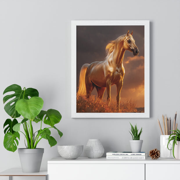 Majestic Horse Vertical Framed Poster | Equestrian Art | Home Decor | Art Print for Horse Lovers | Gift for Animal Enthusiasts