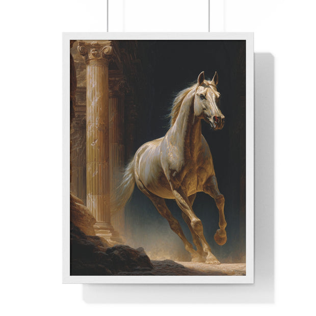 Elegant Horse Wall Art, Vertical Framed Poster, Equine Home Decor, Animal Art Print, Rustic Living Room Decoration